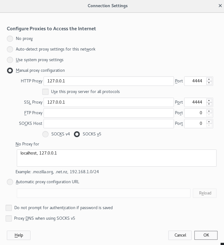 Firefox57
Connection Settings